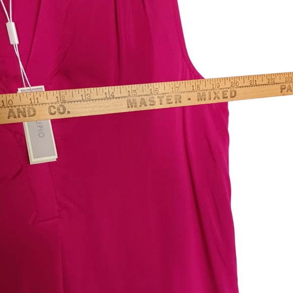 CUPIO Vibrant Magenta Poppy Pink Sleeveless Scoop Hem V Neck Midi Dress S NWT - Picture 6 of 8